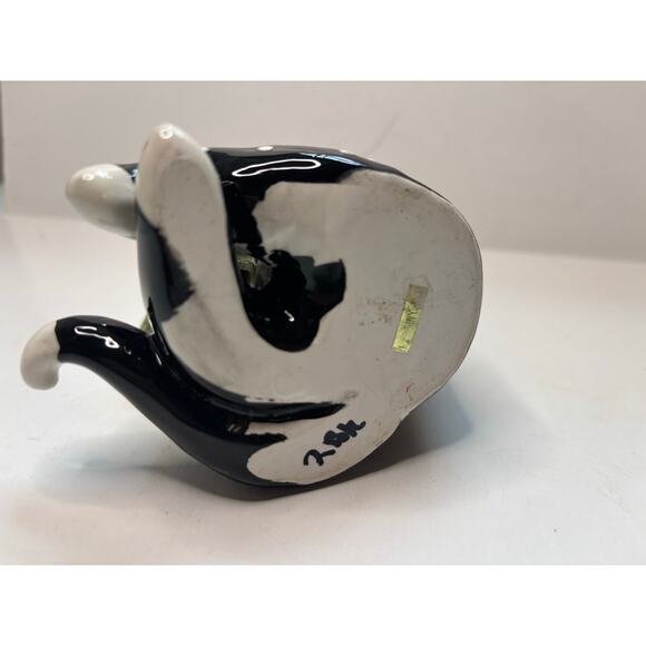 AS IS Whimsiclay by Amy Lacombe Cat Sculpture Figurine 2001 Black w Flowers - Picture 5 of 9